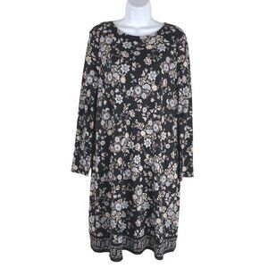J.‎ Jill Dress Medium Floral Long Sleeve Cotton Blend Lace Up Back NWT DR-1413